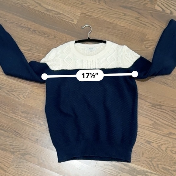 Madewell Blue Cream Color Block Cable Knit Sweater size Small S y2k western I - Picture 4 of 6
